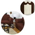 Kit Capa De Sofá 2 E 3 Lugares + Cortina Paris 2,00m x 1,70m Marrom