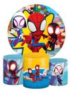 Kit Capa Painel de Festa Redondo E Capas Trio Cilindros Herói Teia Infantil DeCarllos