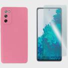 Kit Capa para celular Lisa Silicone Aveludada Samsung Galaxy S20 fe + Pelicula S20 fe