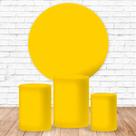 Kit Capa para Painel Redondo 1,50m + Capa para Cilindros Amarelo Seleção Aniversários Casamentos Festas Tecido Veste Fácil Kit Capa para Painel Redondo 1,50m + Capa para Cilindros Amarelo Seleção Aniversários Casamentos Festas Tecido Veste Fácil