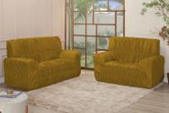 Kit Capa para Sofá 3 E 2 Lugares 21 Elásticos Malha Gel Decoração Sala Ambiente