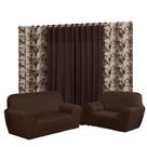 Kit Capa para sofá 3 e 2 lugares Coladinha + cortina modelo Florata 2.00x1.70mts Kit Capa para sofá 3 e 2 lugares Coladinha + cortina modelo Florata 2.00x1.70mts