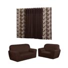 Kit capa para sofá 3x2 lugares lisa coladinha + Cortina 2.00x1.70 Florata Kit capa para sofá 3x2 lugares lisa coladinha + Cortina 2.00x1.70 Florata