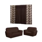 Kit capa para sofá 3x2 lugares lisa coladinha + Cortina 3.00x2.50 Florata Kit capa para sofá 3x2 lugares lisa coladinha + Cortina 3.00x2.50 Florata