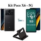Kit Capa + Película Fosca Privacidade + Suporte de Mesa para Xiaomi Poco X6 5G