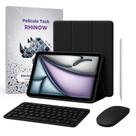 Kit Capa Preta c/ suporte para caneta p/ iPad Air 11” e Pro 11”: Película + Caneta + Teclado + Mouse