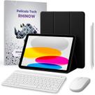 Kit Capa Preta com suporte de caneta Compatível iPad 10ª e 11ª geração + Película de vidro + Caneta Precision + Teclado