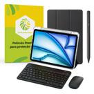 Kit Capa Preta Slim para iPad Air 11 (2024 - 2026) + Smart Pencil + Película de Vidro Temperado + Teclado e Mouse