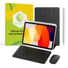 Kit Capa Preta Slim para Xiaomi Redmi Pad SE 11 + Smart Pencil + Película de Vidro Temperado + Teclado e Mouse