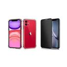 Kit Capa Reforçada + Película de Vidro Privacidade 3D Compatível com Iphone 11