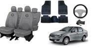 Kit capa Siena 02-07 couro cinza + tapete + volante