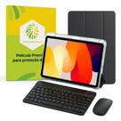 Kit Capa Slim Preta para Xiaomi Redmi Pad SE + Película de Vidro Temperado + Teclado e Mouse