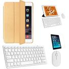 Kit Capa Smart Case Dourado / Teclado e Mouse branco e Película para iPad 2020 8a Geração 10.2"