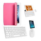Kit Capa Smart Case Rosa / Teclado e Mouse branco e Película para tablet 2021 9a Geração 10.2"