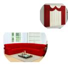 Kit Capa Sofá De Canto De Até 5/6 Lugares + Cortina Riviera 02 Metros Vermelho