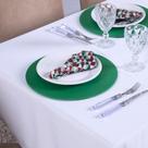 Kit Capa Sousplat Basic Redondo Mesa Posta Jantar Com Base MDF 6 Peças - Verde