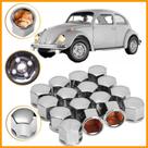 Kit Capa Tampa Parafuso de Roda Cromado 19 mm Universal para carro