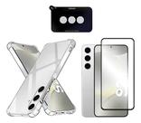 Kit Capa Transparente Anti Impacto + Película 3D de Vidro 9H + Película Câmera para Samsung Galaxy S24 Plus