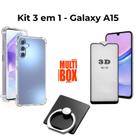 Kit Capa Transparente + Película 3D + Anel Suporte para Samsung Galaxy A15