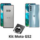 Kit Capa Transparente + Película 3D de Vidro + Anel Suporte para Motorola Moto G52 Kit Capa Transparente + Película 3D de Vidro + Anel Suporte para Motorola Moto G52