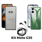 Kit Capa Transparente + Película 3D de Vidro + Fone de Ouvido para Motorola Moto G35 Kit Capa Transparente + Película 3D de Vidro + Fone de Ouvido para Motorola Moto G35