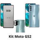 Kit Capa Transparente + Película 3D de Vidro + Película de Câmera para Motorola Moto G52 Kit Capa Transparente + Película 3D de Vidro + Película de Câmera para Motorola Moto G52