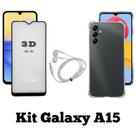 Kit Capa Transparente + Película 3D + Fone de Ouvido para Samsung Galaxy A15 Kit Capa Transparente + Película 3D + Fone de Ouvido para Samsung Galaxy A15