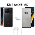 Kit Capa Transparente + Película 3D + Fone de Ouvido para Xiaomi Poco X6 5G
