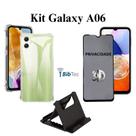 Kit Capa Transparente + Película 3D Privacidade + Suporte de Mesa para Samsung Galaxy A06 Kit Capa Transparente + Película 3D Privacidade + Suporte de Mesa para Samsung Galaxy A06
