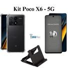 Kit Capa Transparente + Película 3D Privacidade + Suporte de Mesa para Xiaomi Poco X6 5G