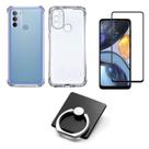Kit Capa Transparente + Película 3D + Suporte Anel Para Motorola G82