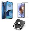 Kit Capa Transparente + Película 3D + Suporte Anel Para Motorola G84 Kit Capa Transparente + Película 3D + Suporte Anel Para Motorola G84