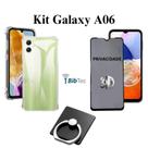 Kit Capa Transparente + Película 3D Vidro Privacidade + Suporte de Anel para Samsung Galaxy A06