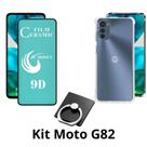 Kit Capa Transparente + Película Cerâmica + Anel Suporte para Motorola Moto G82 Kit Capa Transparente + Película Cerâmica + Anel Suporte para Motorola Moto G82