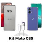 Kit Capa Transparente + Película Cerâmica + Cabo USB Tipo C para Moto G85