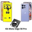Kit Capa Transparente + Película Cerâmica Fosca + Anel Suporte para Moto Edge 50
