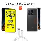 Kit Capa Transparente + Película Cerâmica Fosca + Fone de Ouvido para Xiaomi Poco X6 Pro