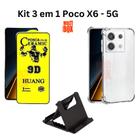 Kit Capa Transparente + Película Cerâmica Fosca + Suporte de Mesa para Xiaomi Poco X6 5G