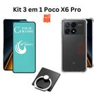 Kit Capa Transparente + Película de Cerâmica + Anel Suporte para Xiaomi Poco X6 Pro Kit Capa Transparente + Película de Cerâmica + Anel Suporte para Xiaomi Poco X6 Pro