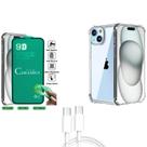 Kit Capa Transparente + Película de Cerâmica + Cabo Carregador Tipo C para Iphone 15