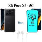 Kit Capa Transparente + Película de Cerâmica + Fone de Ouvido para Xiaomi Poco X6 5G