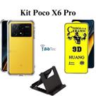 Kit Capa Transparente + Película de Cerâmica Fosca + Suporte de Mesa para Xiaomi Poco X6 Pro