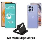 Kit Capa Transparente + Película de Cerâmica + Suporte de Mesa para Moto Edge 50
