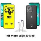 Kit Capa Transparente + Película Fosca + Cabo USB Tipo C para Moto Edge 40 Neo Kit Capa Transparente + Película Fosca + Cabo USB Tipo C para Moto Edge 40 Neo