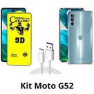 Kit Capa Transparente + Película Fosca + Cabo USB Tipo C para Motorola Moto G52