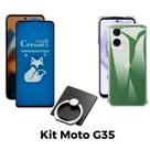 Kit Capa Transparente + Película Fosca Privacidade + Anel Suporte para Motorola Moto G35 Kit Capa Transparente + Película Fosca Privacidade + Anel Suporte para Motorola Moto G35