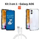 Kit Capa Transparente + Película Fosca Privacidade + Cabo USB Tipo C para Samsung Galaxy A06 Kit Capa Transparente + Película Fosca Privacidade + Cabo USB Tipo C para Samsung Galaxy A06
