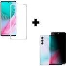 Kit Capa Transparente + Película Fosca Privacidade de Cerâmica para Samsung Galaxy M35 5G Kit Capa Transparente + Película Fosca Privacidade de Cerâmica para Samsung Galaxy M35 5G
