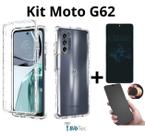 Kit Capa Transparente + Película Fosca Privacidade para Motorola Moto G62