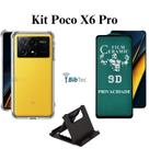 Kit Capa Transparente + Película Fosca Privacidade + Suporte de Mesa para Xiaomi Poco X6 Pro